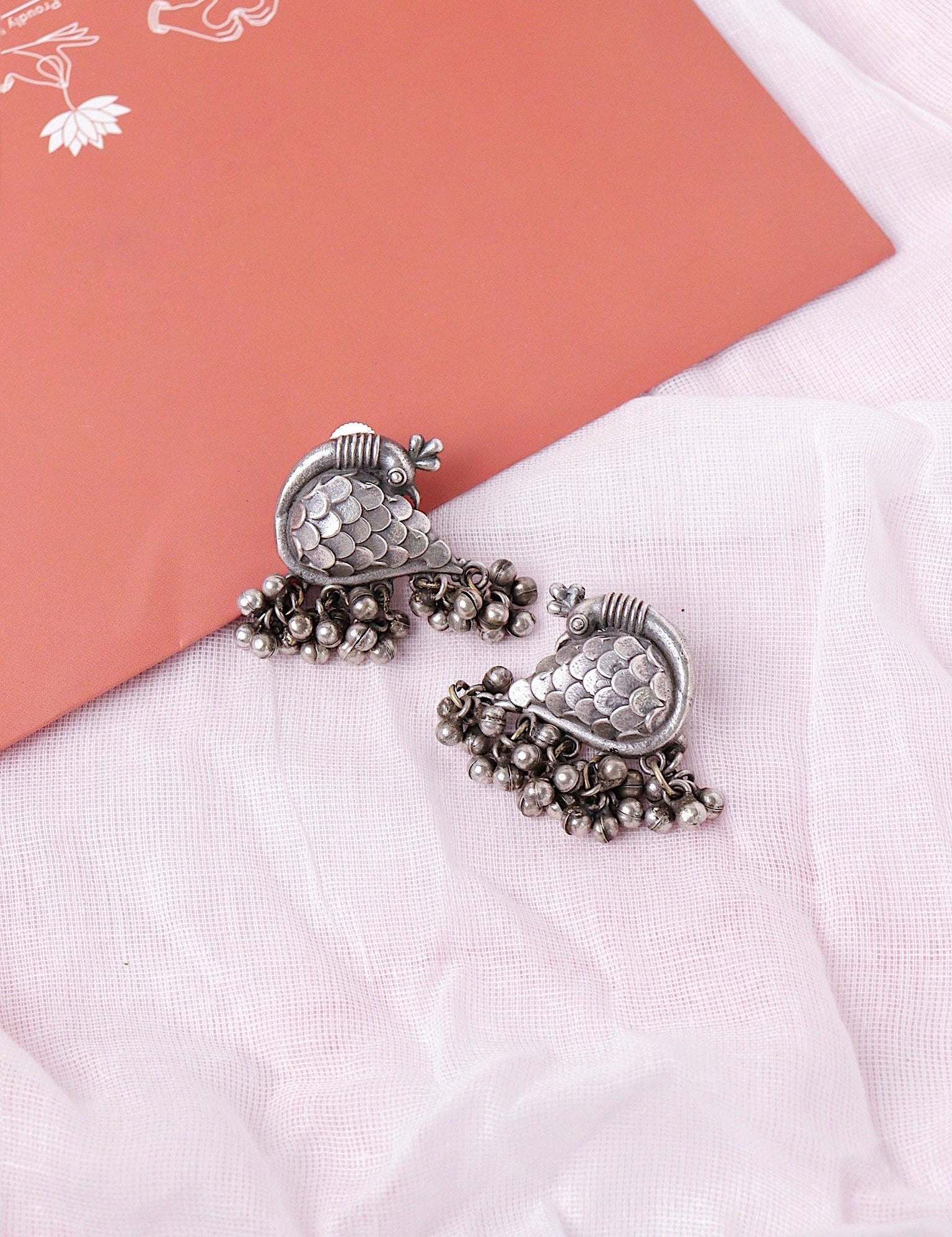 Oxidised Ghungroo Stud Earrings