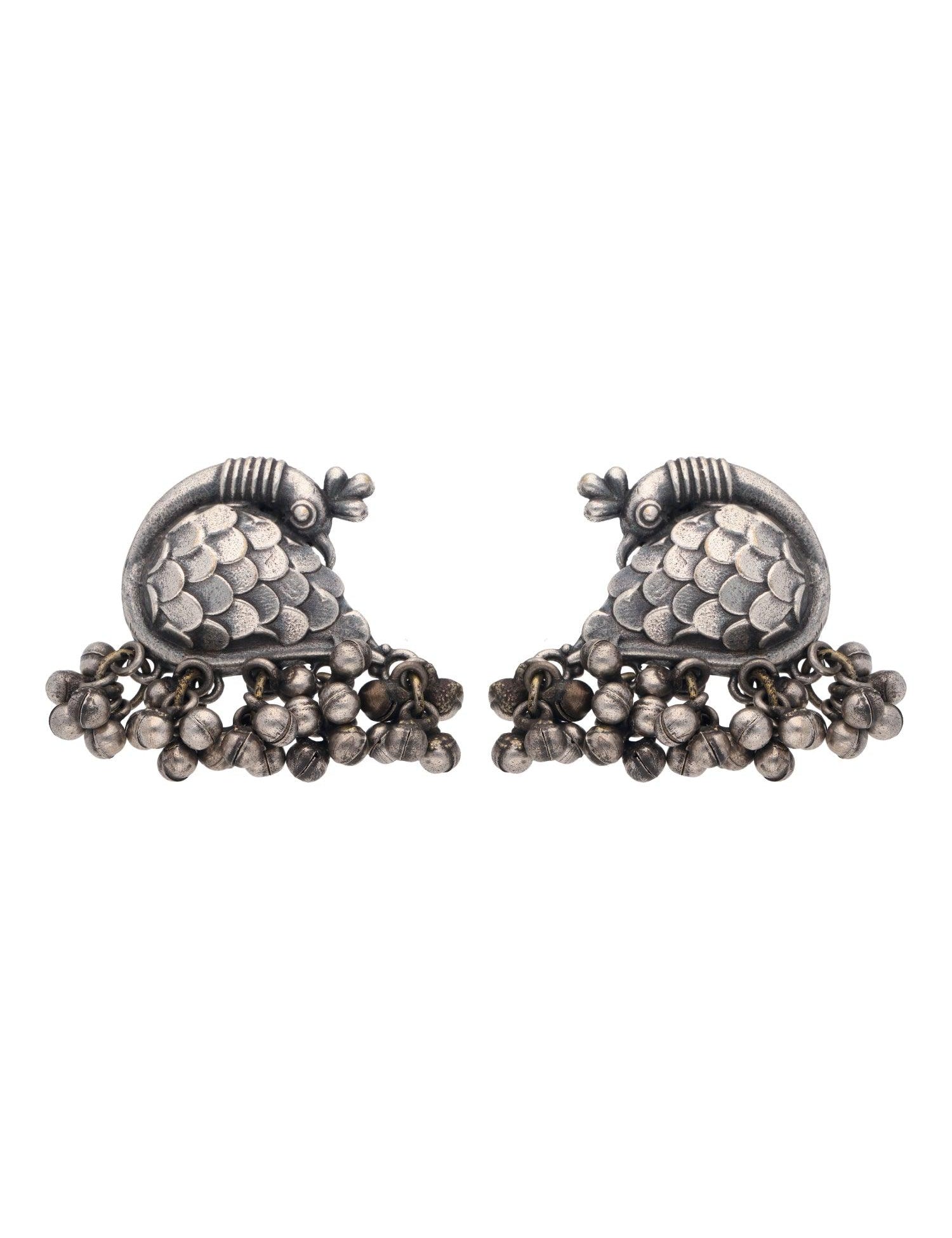 Oxidised Ghungroo Stud Earrings