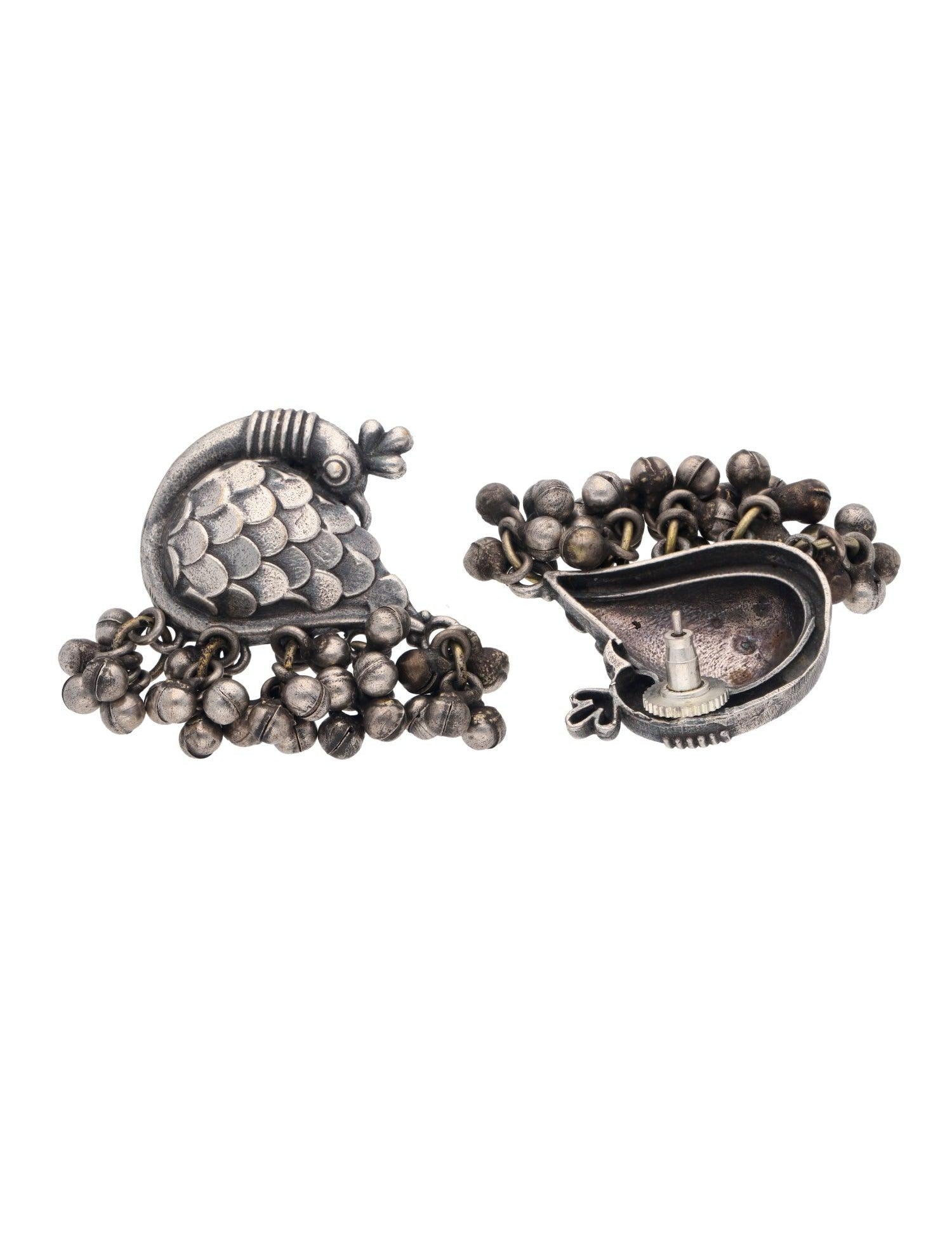 Oxidised Ghungroo Stud Earrings