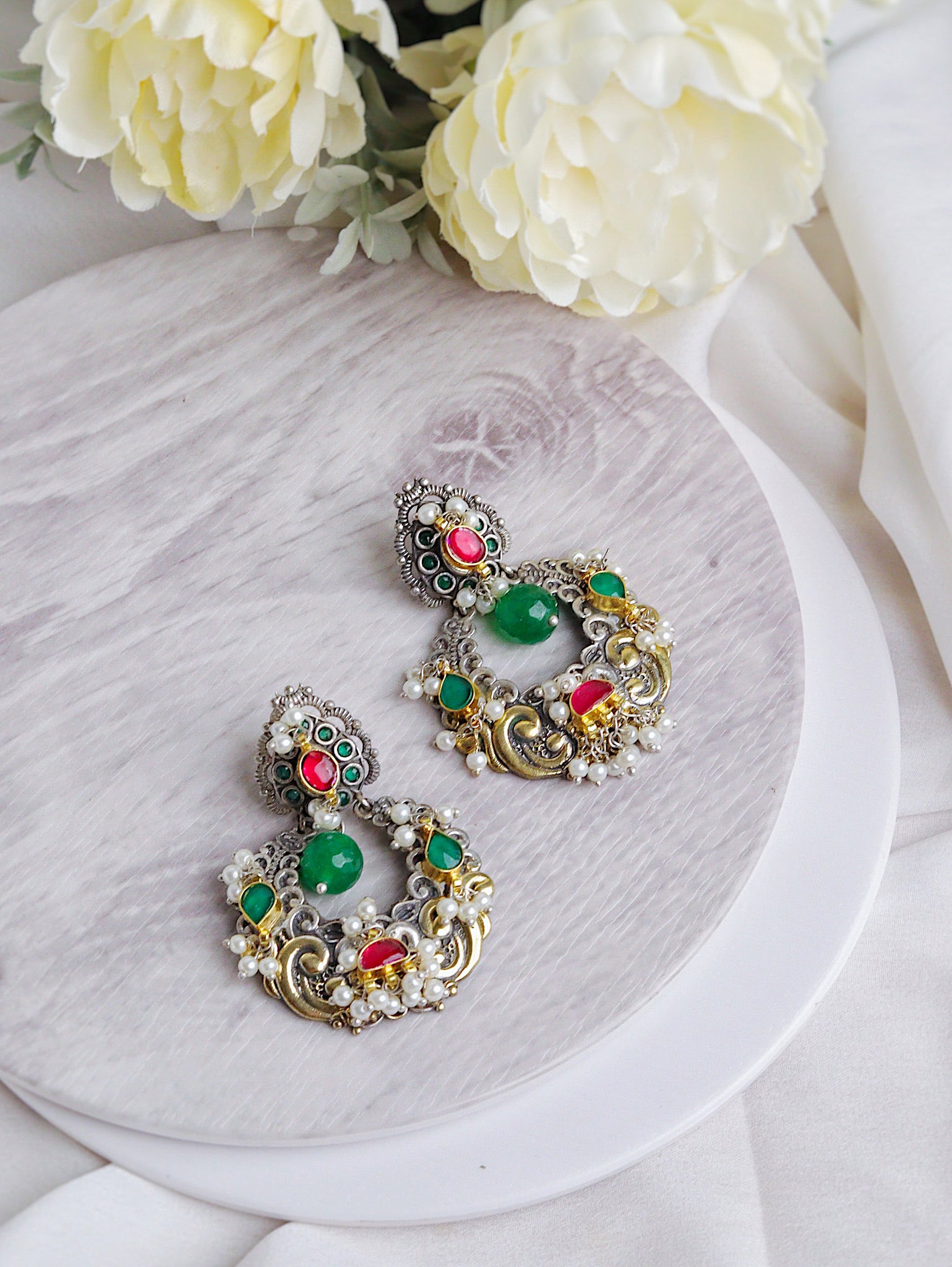 The Gypsy Forest Moon Chandbali Earrings - Curio Cottage 