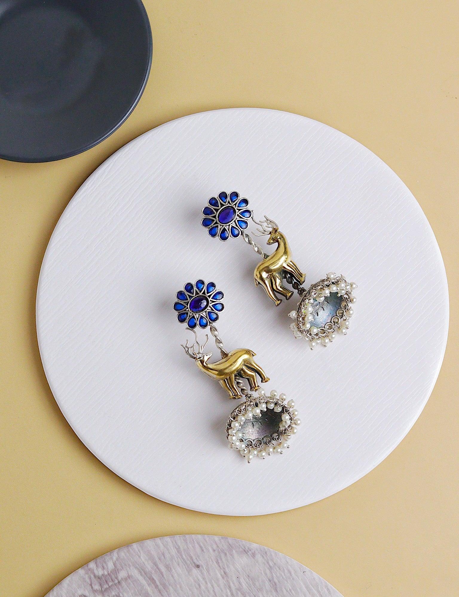Two Tone Stag Jhumki Earrings