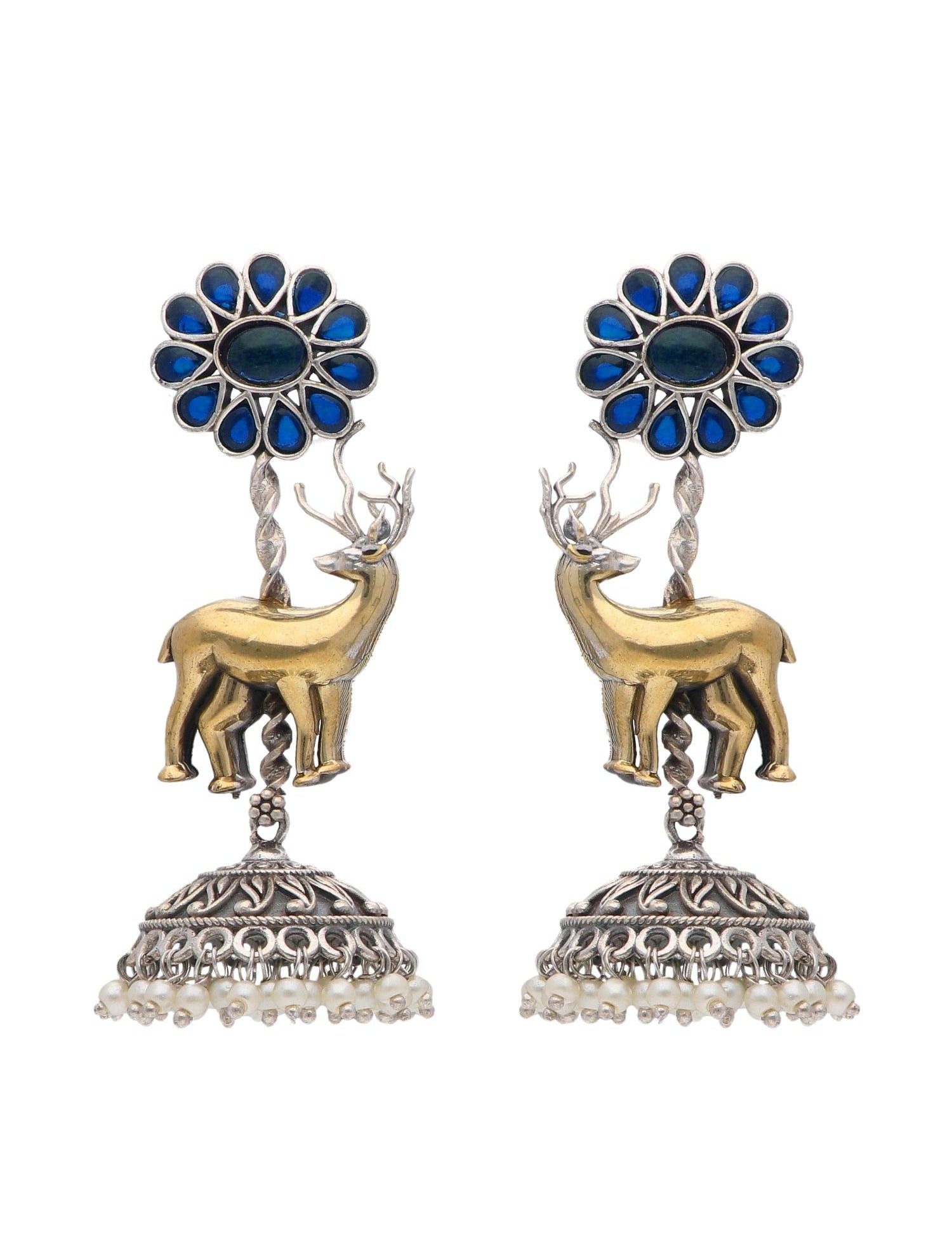 Two Tone Stag Jhumki Earrings