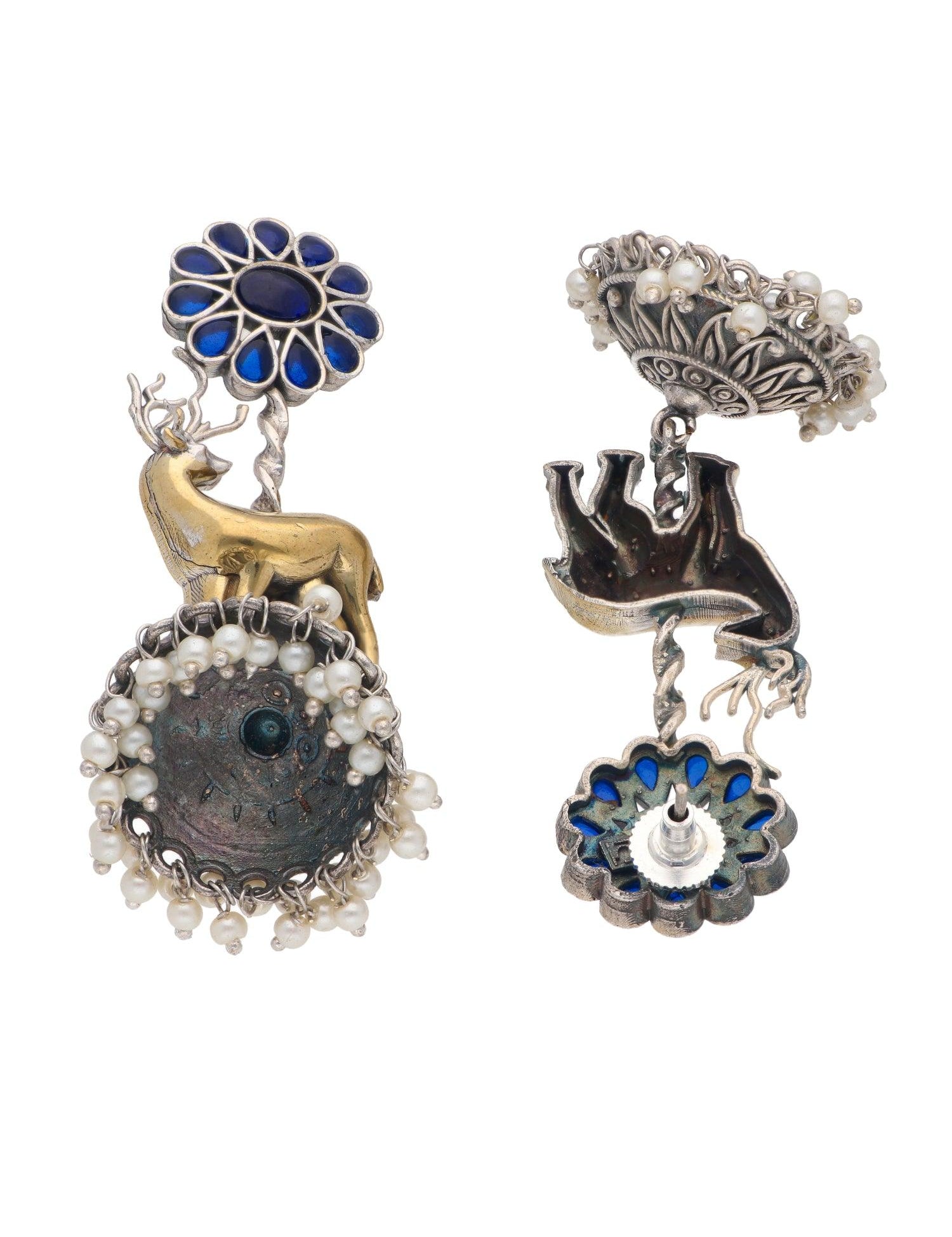 Two Tone Stag Jhumki Earrings