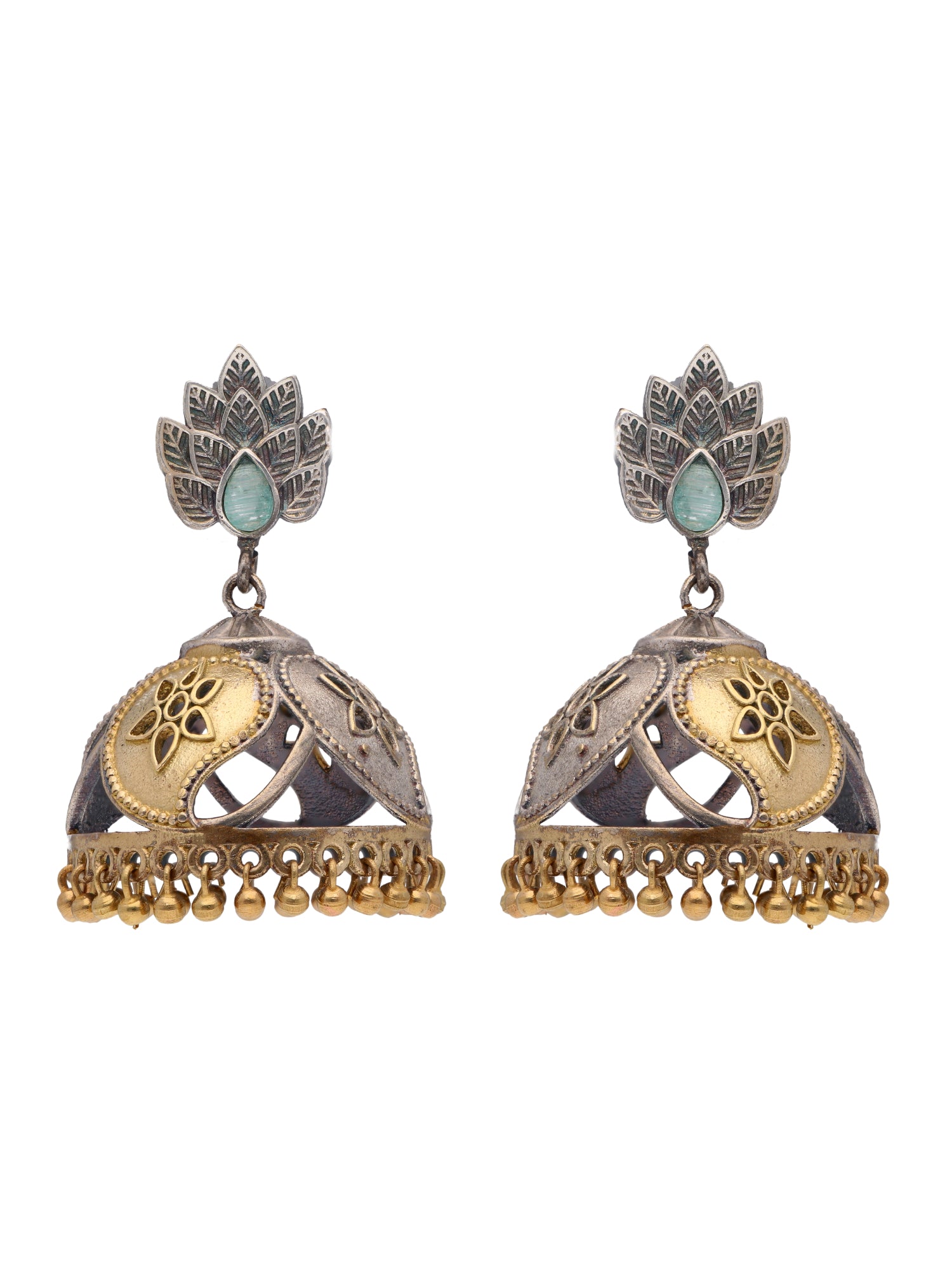 The Gypsy Jade jhumki Earrings - Curio Cottage 
