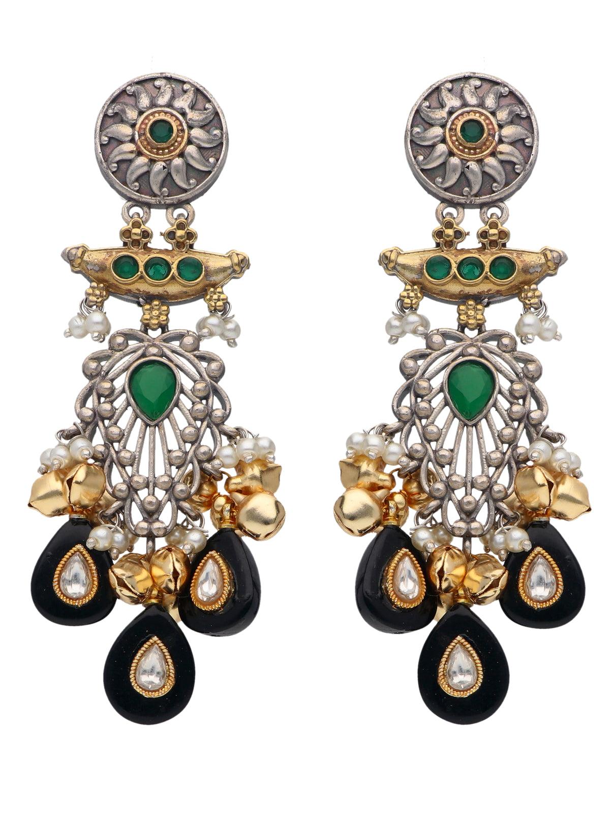 The Gypsy Graceful Green and Onyx Earrings 