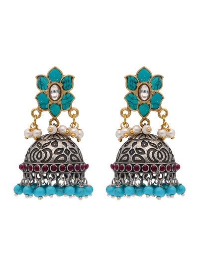 The Gypsy Turquoise Touch Jhumki Earrings 