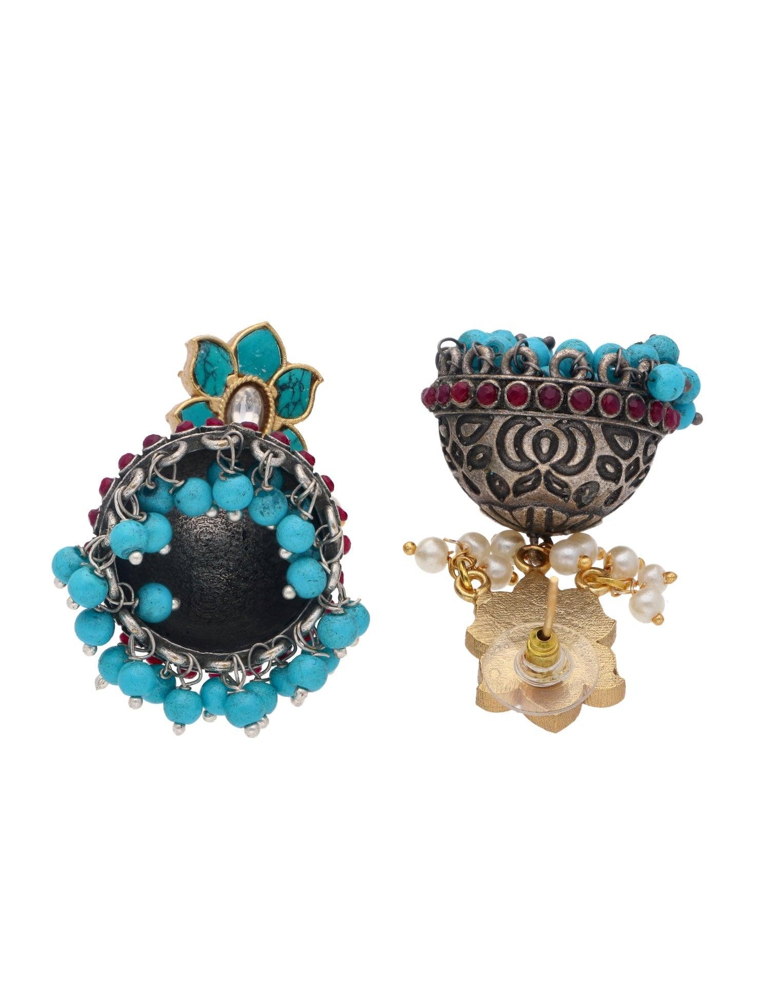 Turquoise Jhumki Earrings