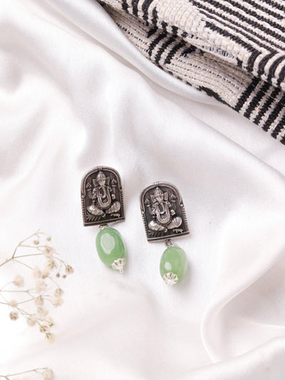 The Gypsy Ganesha Jade Drop Stud 