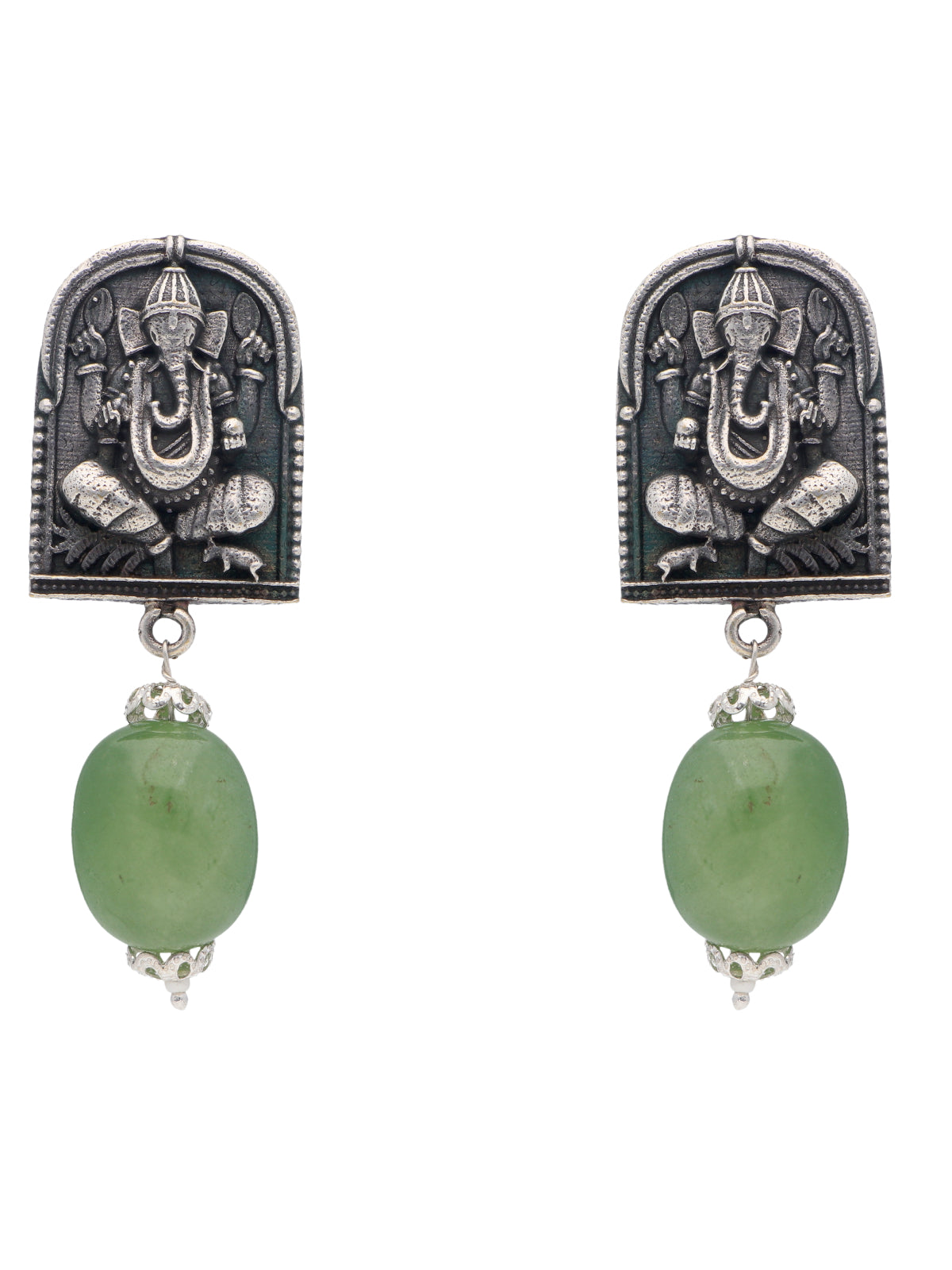 The Gypsy Ganesha Jade Drop Stud - Curio Cottage 