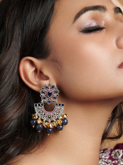 The Gypsy Azure Blue Ghungroo Chandbali Earrings - Curio Cottage The Gypsy Azure Blue Ghungroo Chandbali Earrings