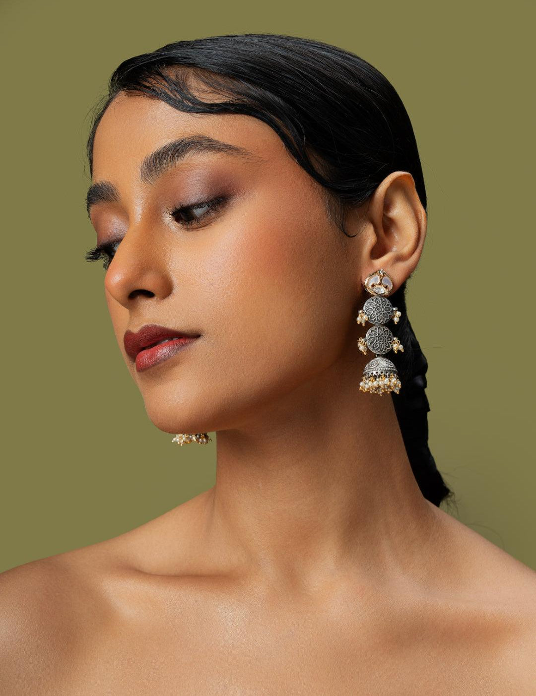 Oxidised Coin Jhumki Earrings