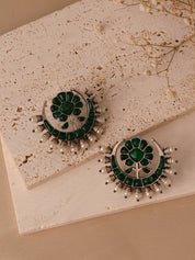 Oxidised Kundan Stud Earrings