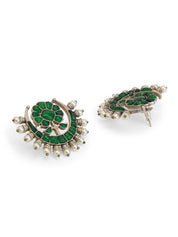 Oxidised Silver Kundan Earrings