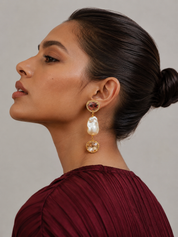 Rose Baroque Pearl Danglers