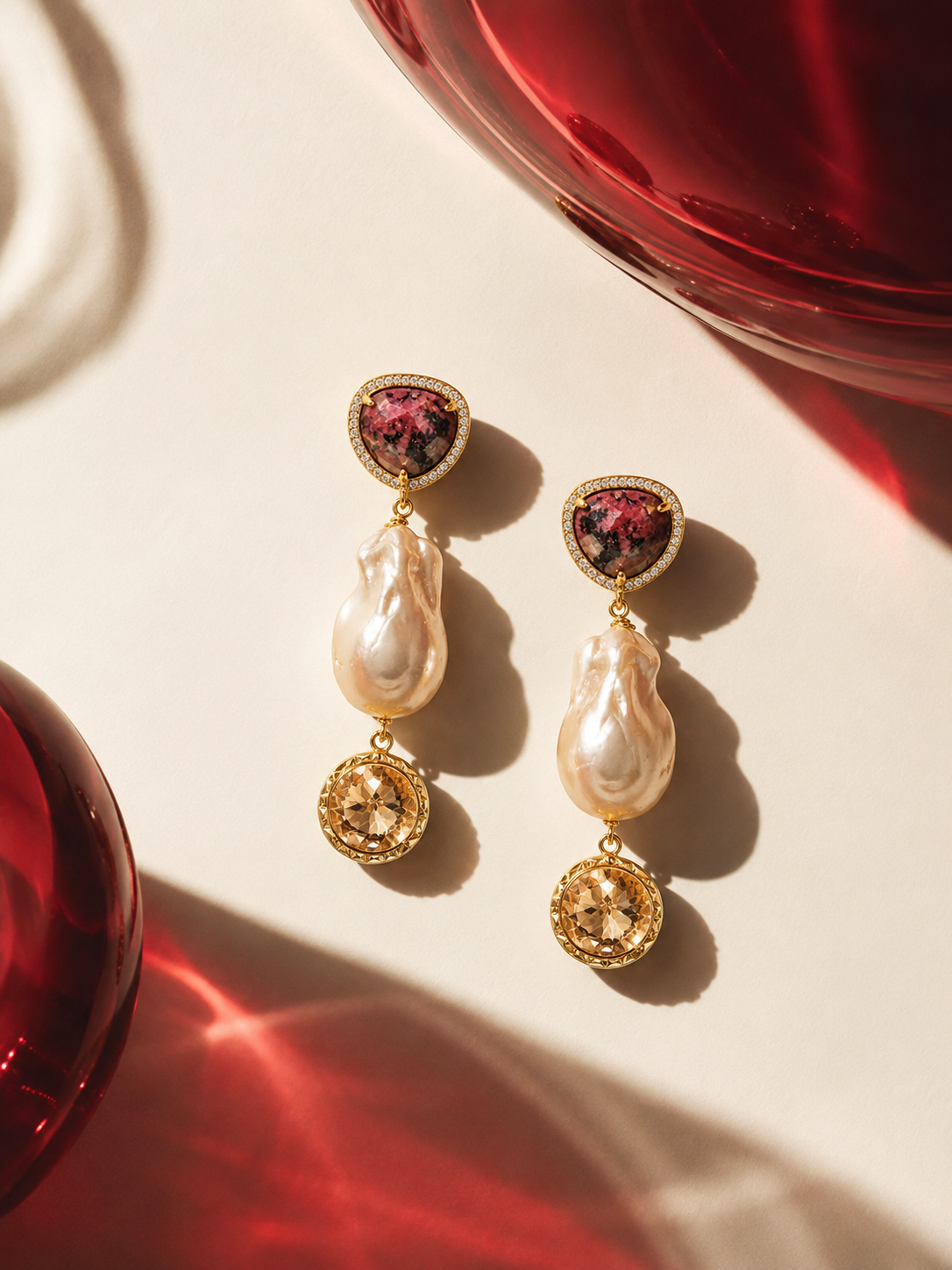 Rose Baroque Pearl Danglers