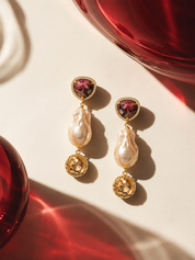 Rose Baroque Pearl Danglers