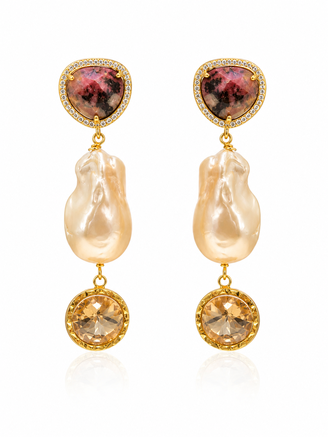 Rose Baroque Pearl Danglers