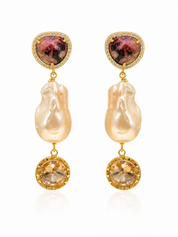 Rose Baroque Pearl Danglers