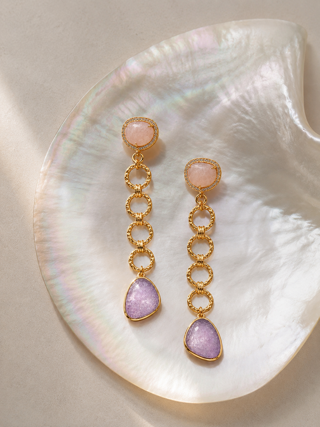 Peachy Dream Linked Earrings