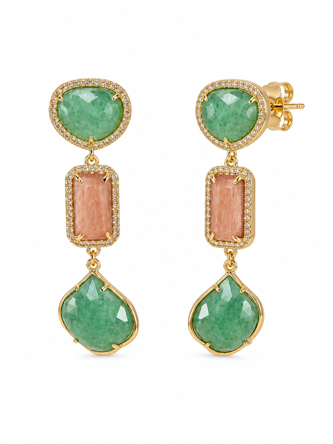 Jade Meets Peach Earrings