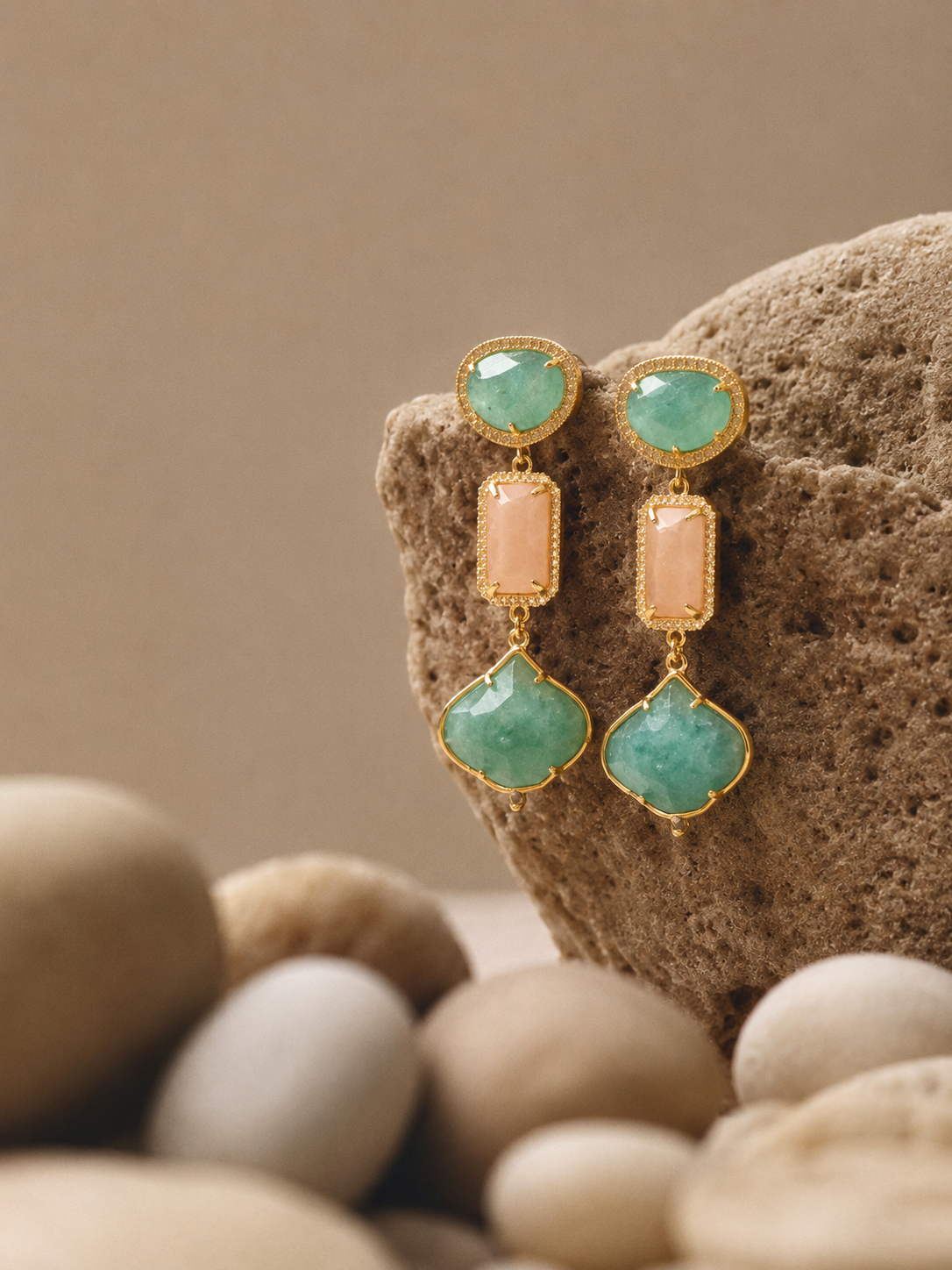 Jade Meets Peach Earrings