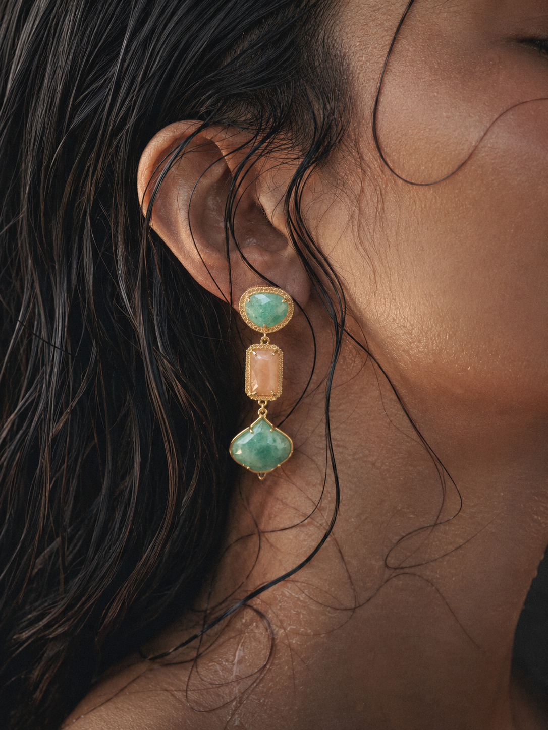 Jade Meets Peach Earrings
