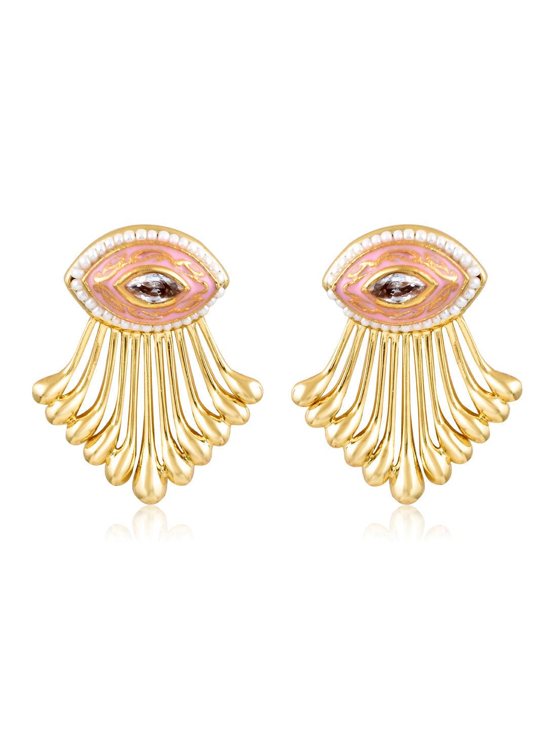  Aina Streax of Gold Pink Earrings