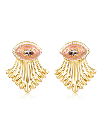  Aina Streax of Gold Pink Earrings
