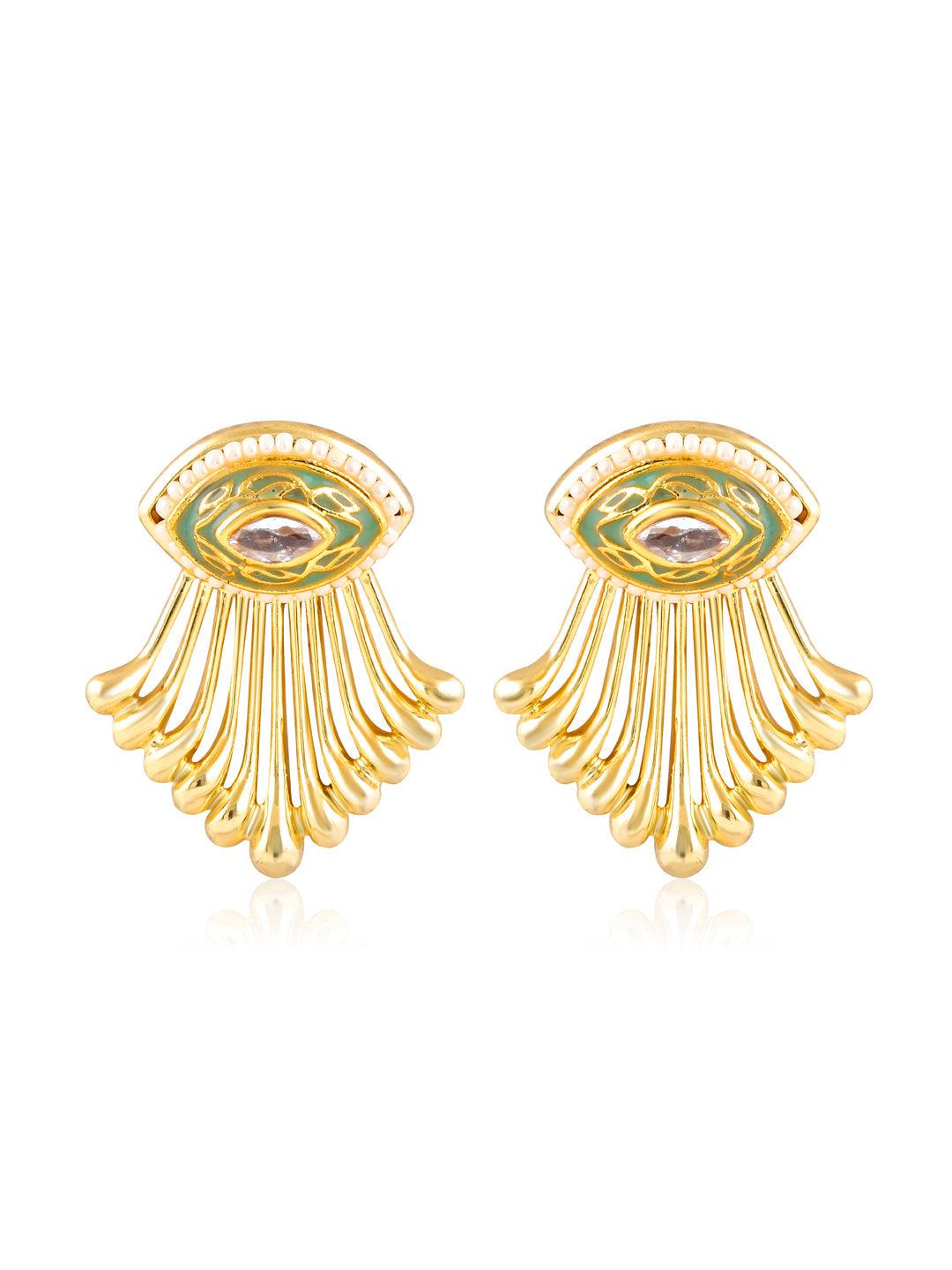  Aina Streax of Gold Green Earrings