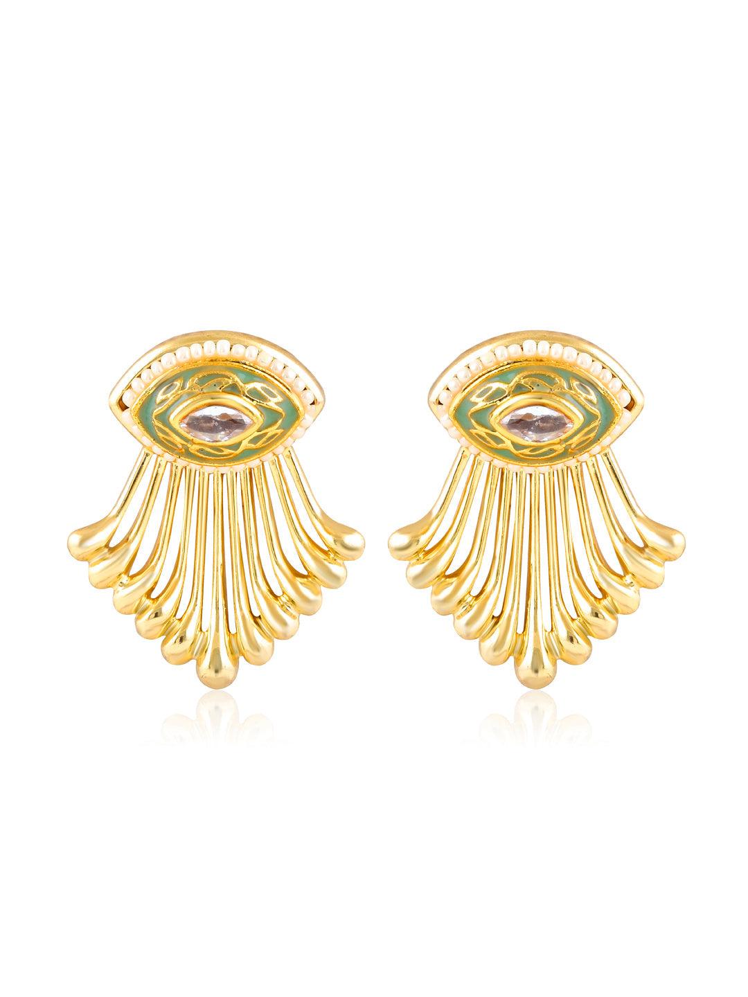 Aina Streax of Gold Green Earrings 