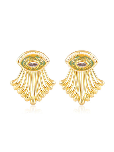  Aina Streax of Gold Green Earrings