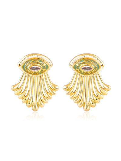 Aina Streax of Gold Green Earrings 