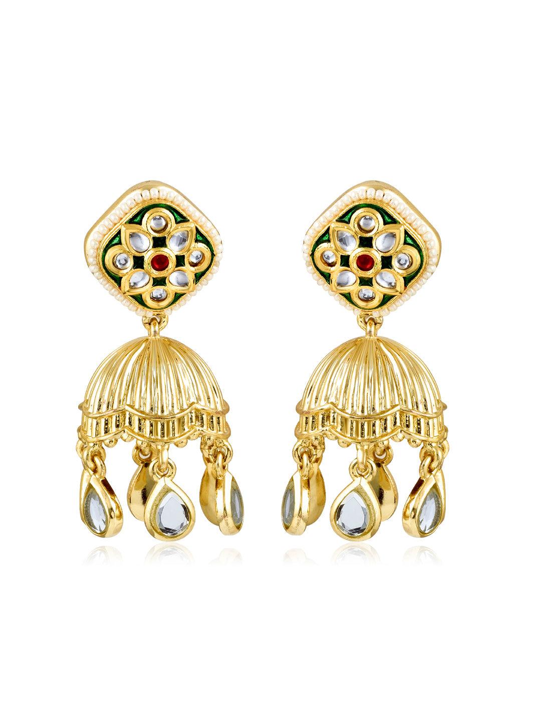  Aina Floral Green Mini Jhumki Earrings