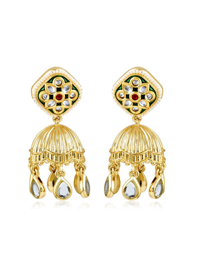 Aina Floral Green Mini Jhumki Earrings 