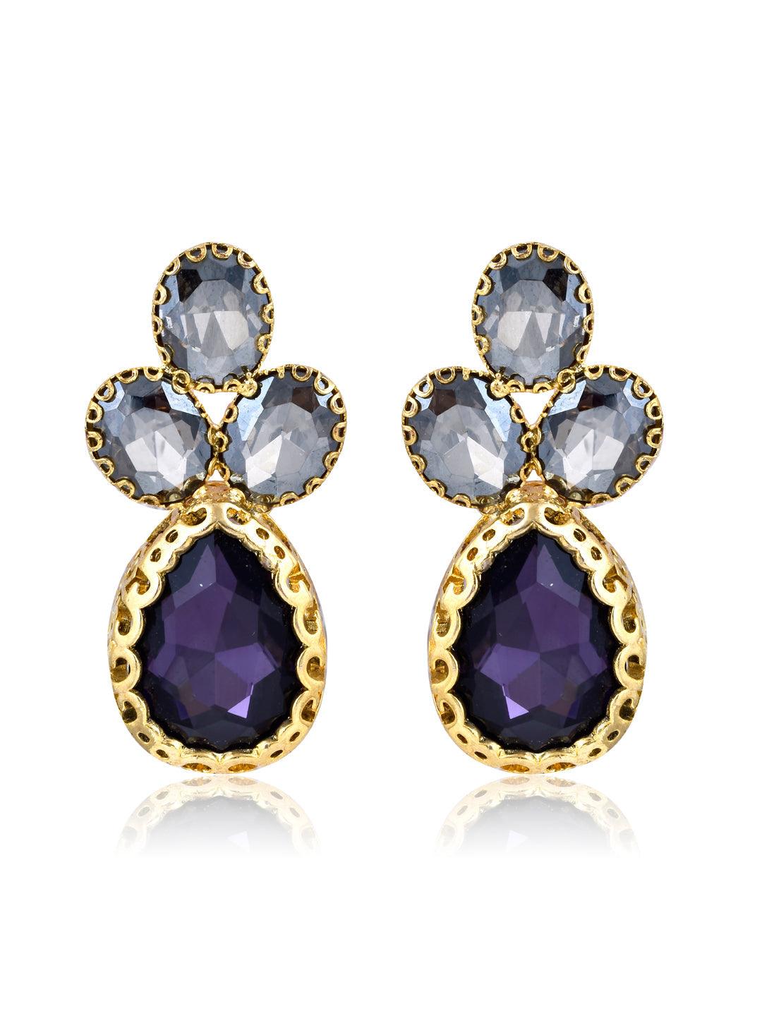 Aina Ash and Deep Purple Drop Earrings 