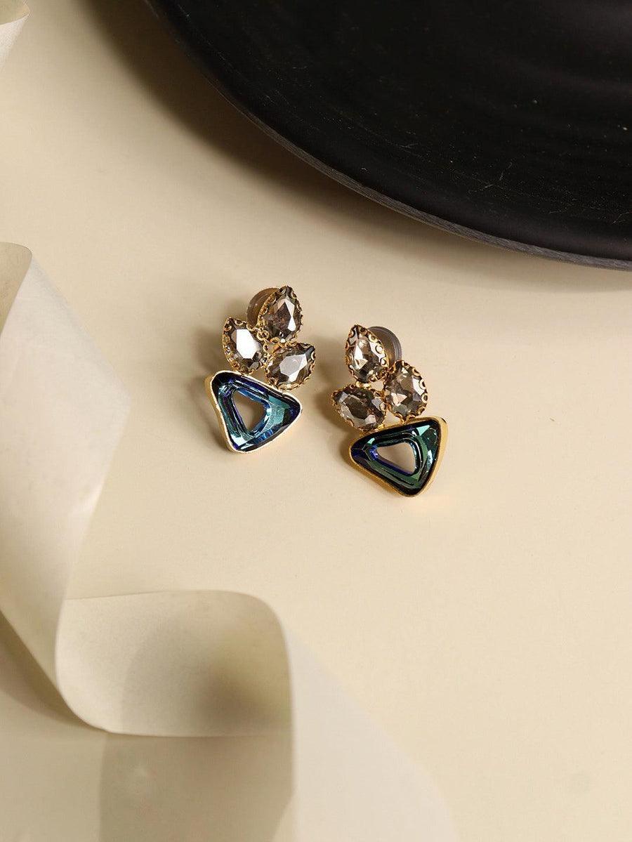 Aina Opaque Blue Stone and Mirror Earrings 