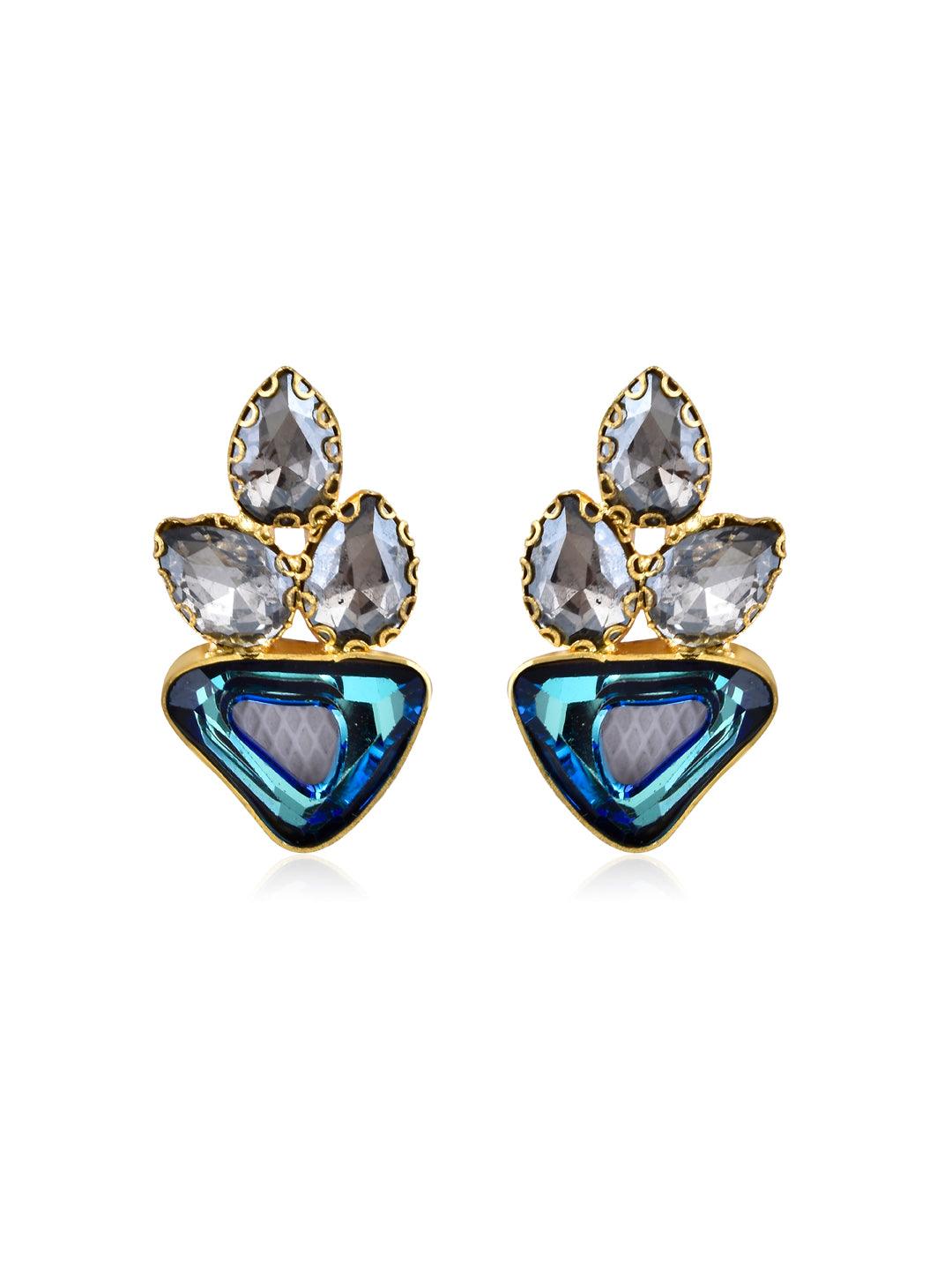 Aina Opaque Blue Stone and Mirror Earrings 