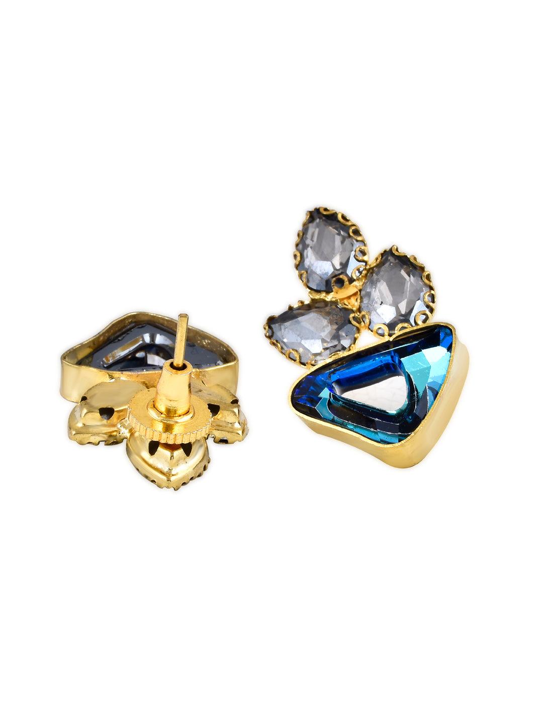 Aina Opaque Blue Stone and Mirror Earrings 