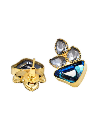 Aina Opaque Blue Stone and Mirror Earrings 