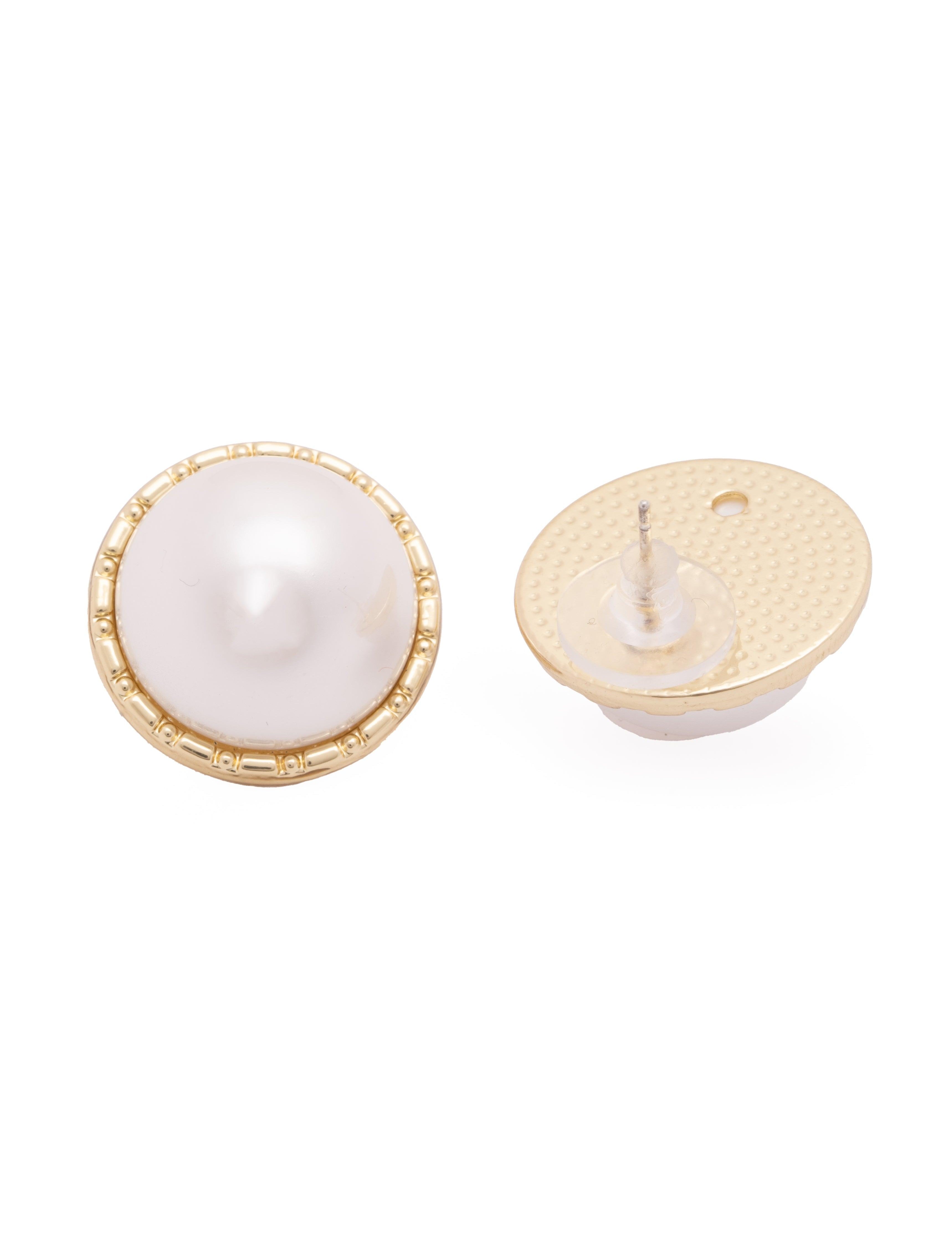 Pearl Half Moon Shaped Stud Earrings
