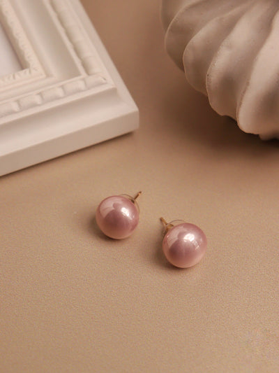  The Pearl Story - Roseline Button Pearl Stud Earrings