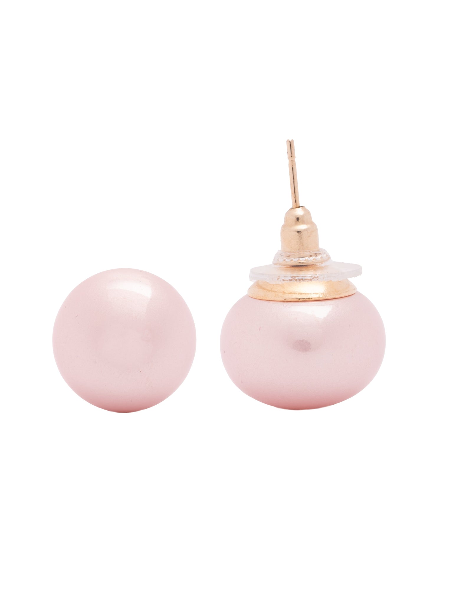 The Pearl Story - Roseline Button Pearl Stud Earrings 