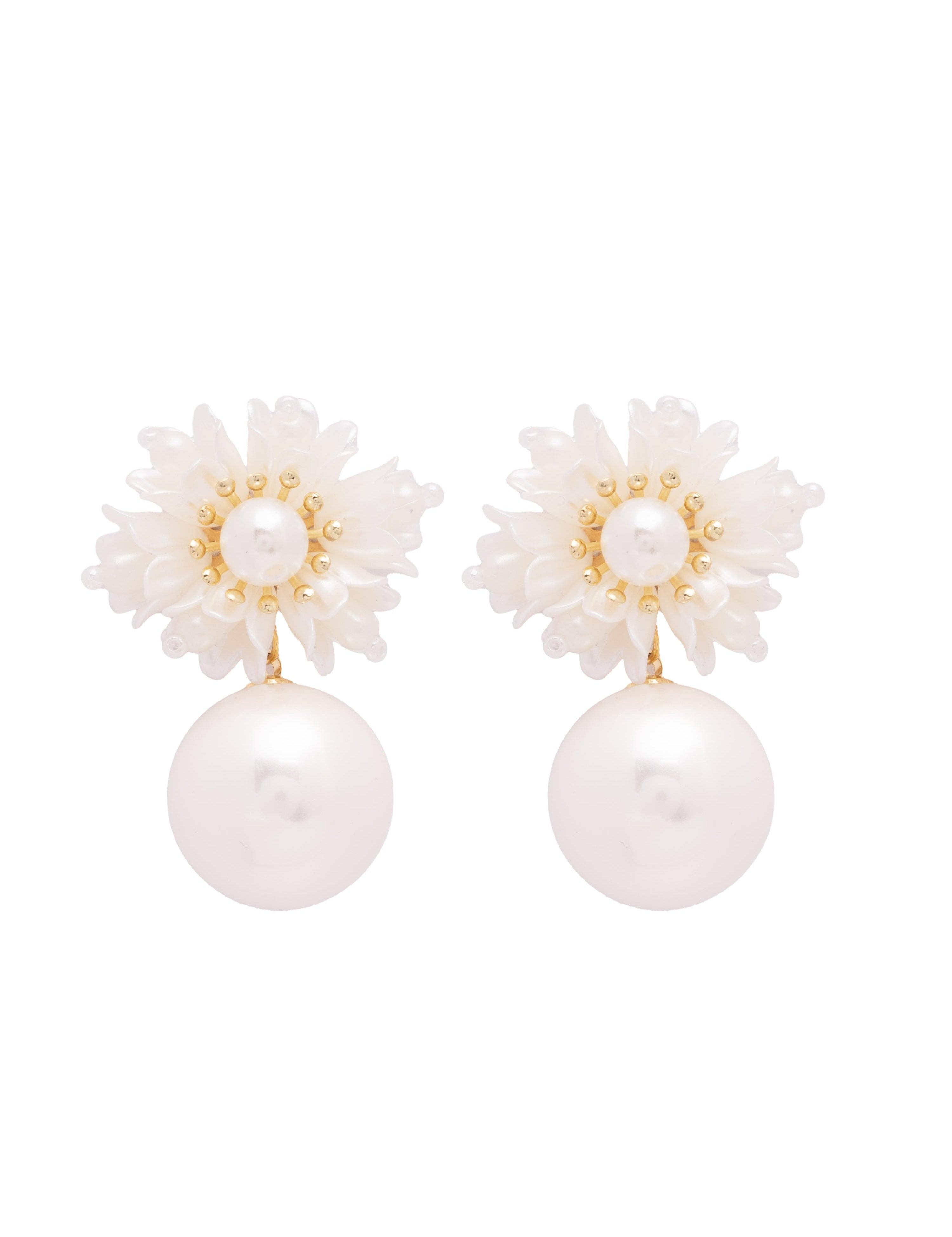 Earrings for Women and Girls Fashion White Pearl Drop