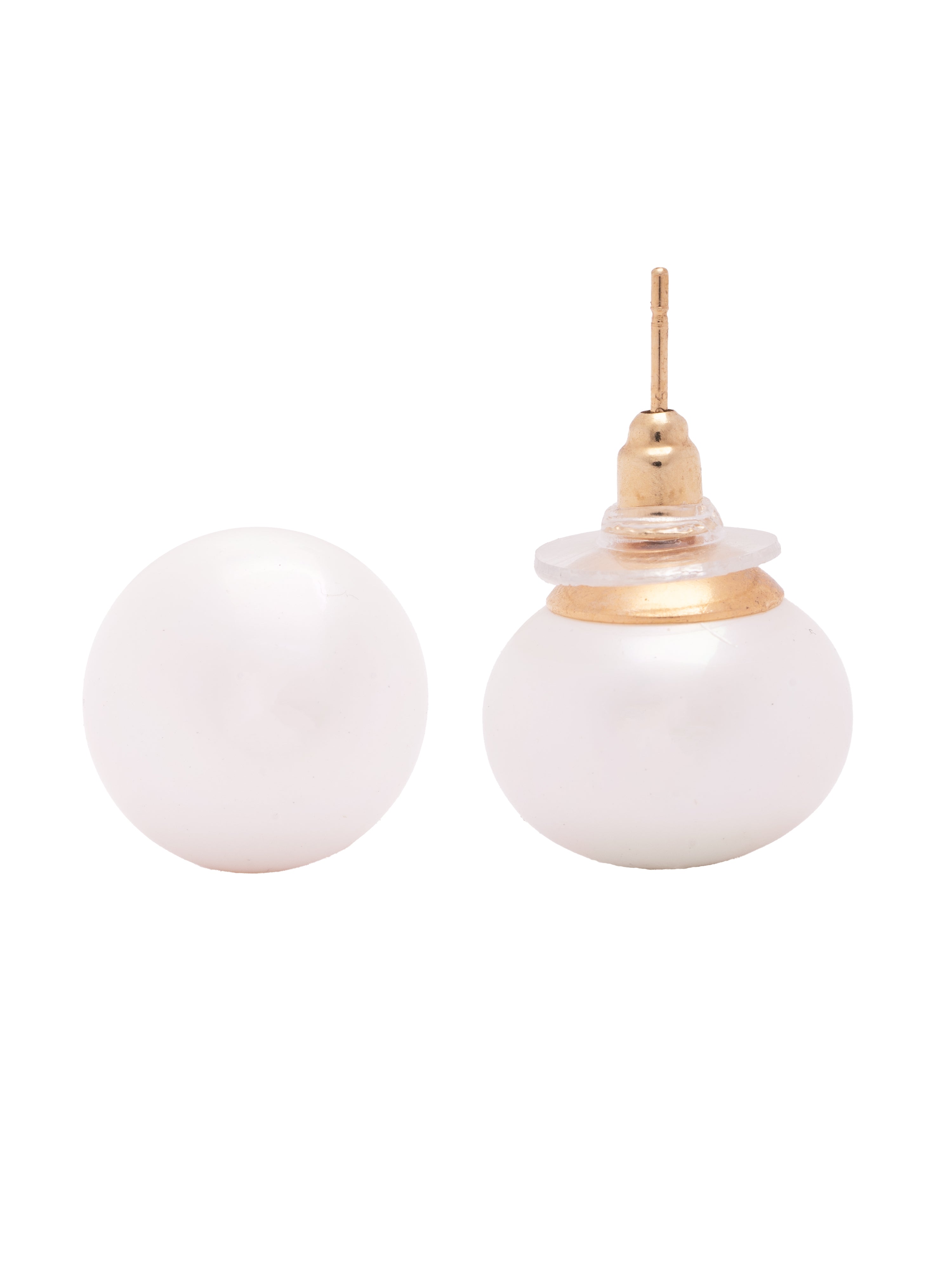The Pearl Story - Ivory Satin Pearl Stud Earrings (20 MM)