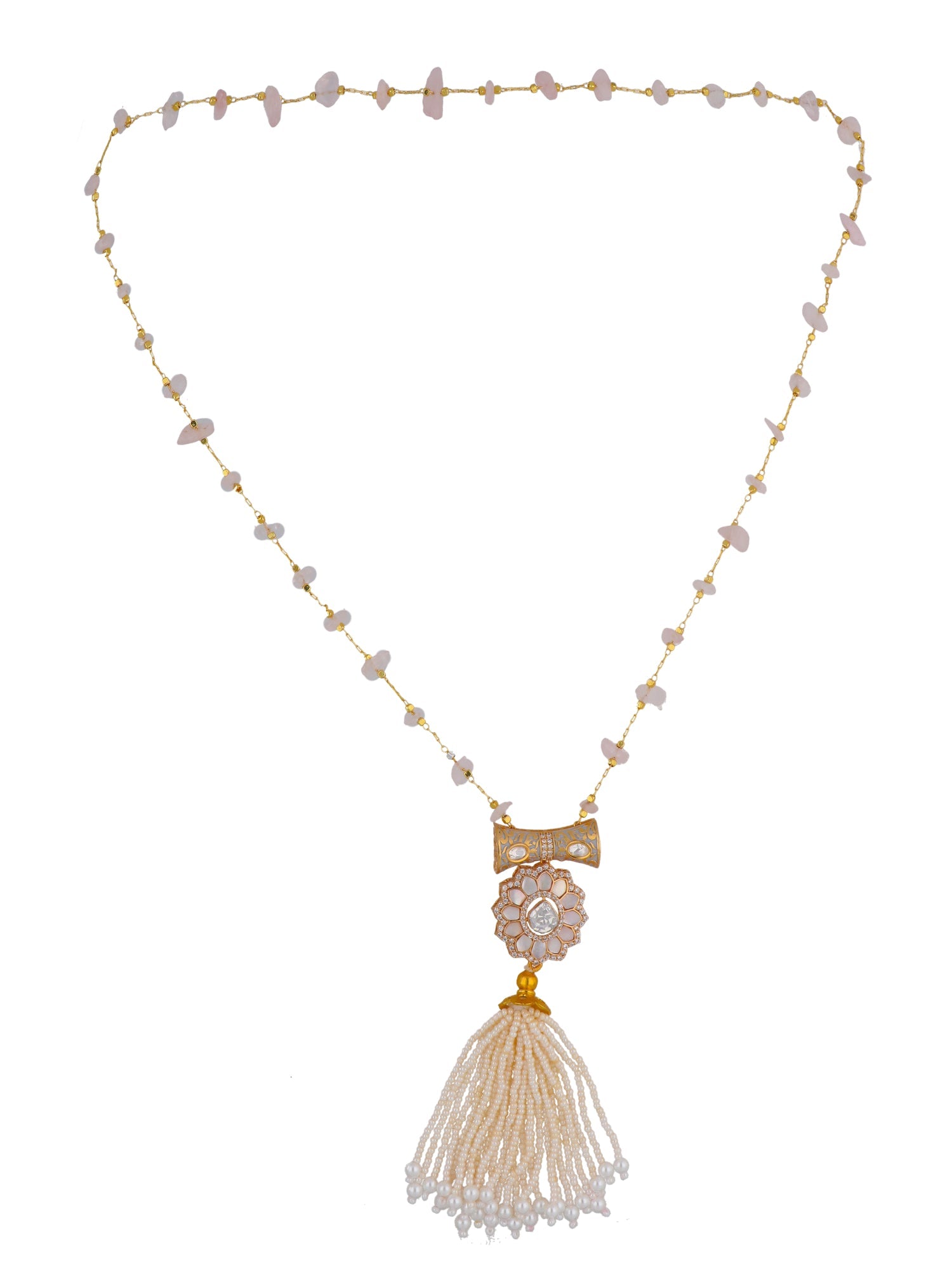 The Zoya Kundan and Pearls Tassel Long Necklace 