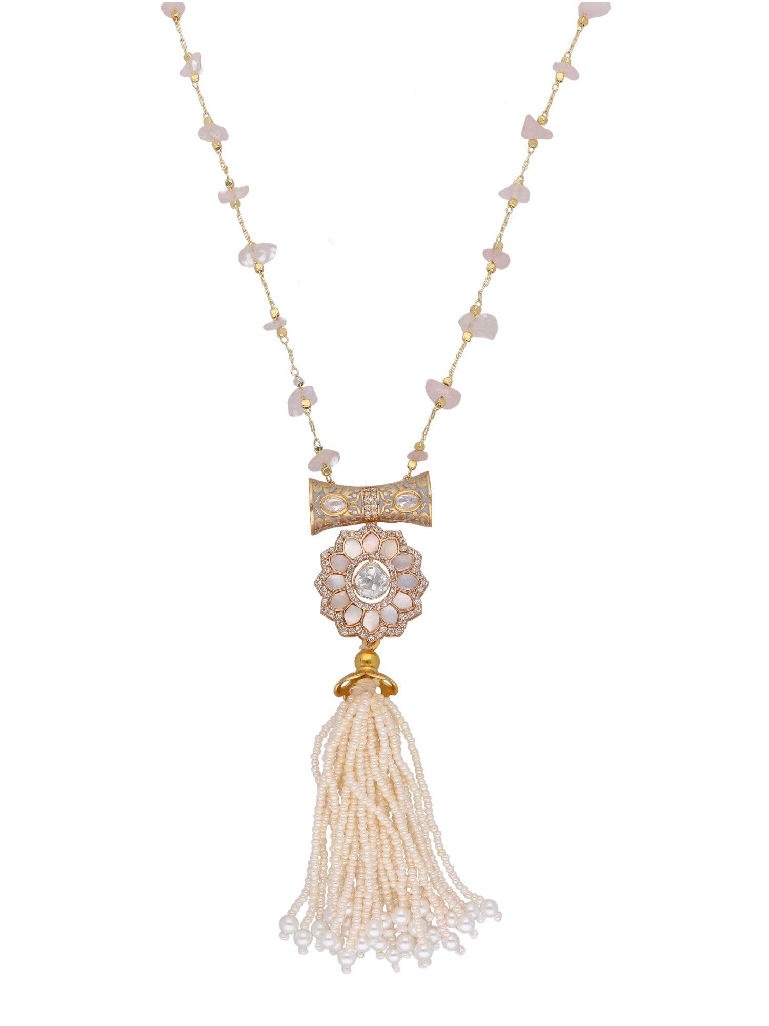 The Zoya Kundan and Pearls Tassel Long Necklace 