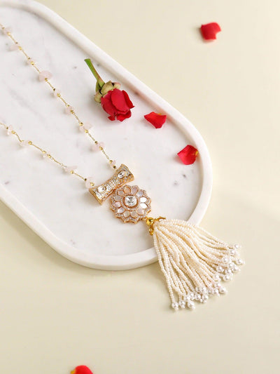 The Zoya Kundan and Pearls Tassel Long Necklace 