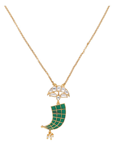 The Zoya Kundan Green Tusk Necklace 