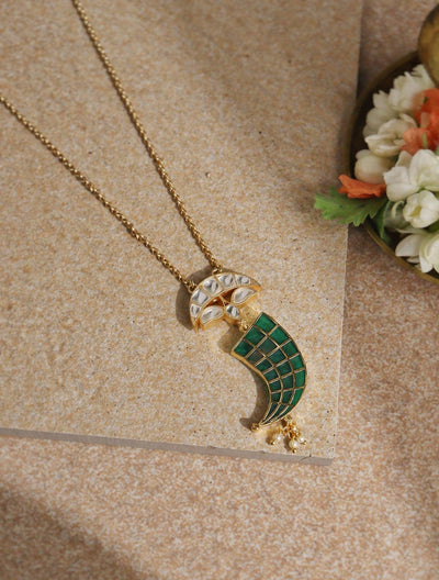  The Zoya Kundan Green Tusk Necklace
