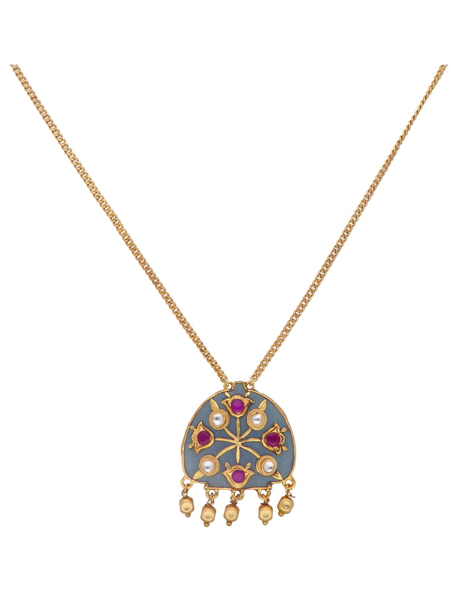 The Zoya Misty Blue Kundan Long Necklace 